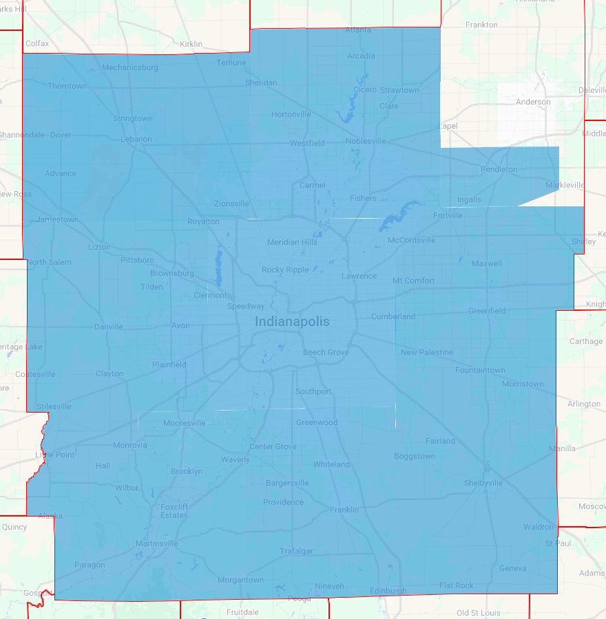 Service area coverage map